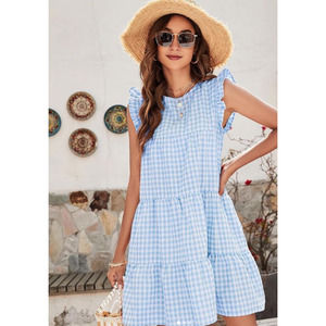 Plaid Butterfly Sleeve Dress | Size Medium